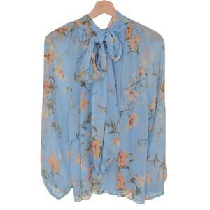 Christy Lynn Sheer Floral Silk Blouse Size X Large